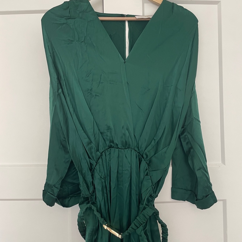 Amanda Uprichard Emerald Satin Jumpsuit